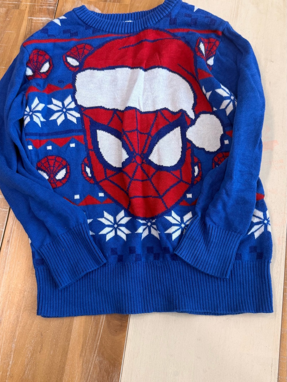 NWOT! Marvel Boys Blue and Red Spider-Man Santa Crewneck Sweater